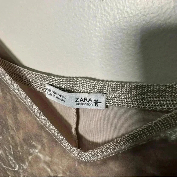 Zara champagne beige crushed velvet slip dress S - Picture 8 of 8